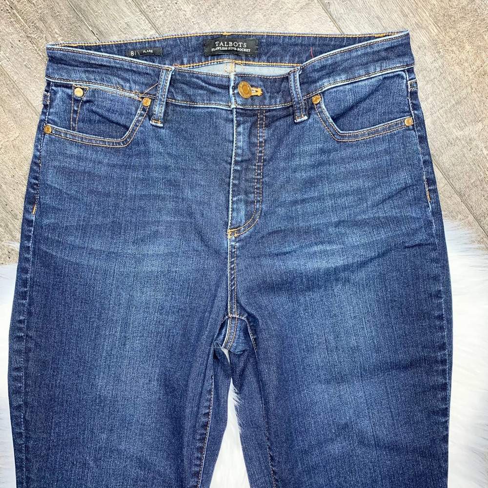 TALBOTS Flawless Five-Pocket Flare Dark Wash 8